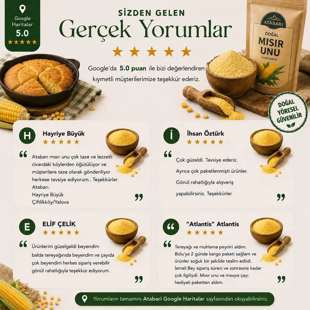 Artvin Beyaz Mısır Unu | Doğal Taş Değirmen Lezzeti (1 Kg)