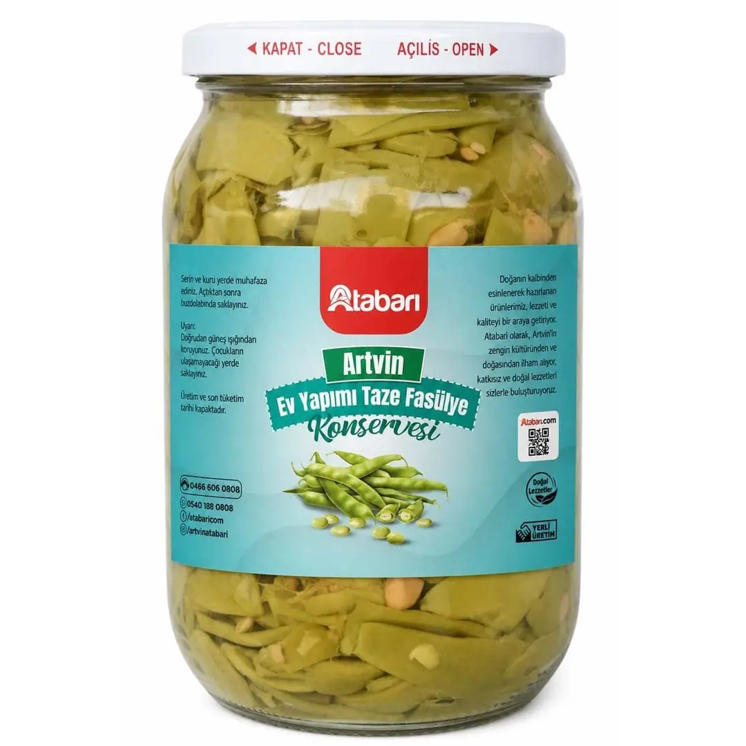 Atabarı Ev Yapımı Taze Fasulye Konserve | Katkısız, Doğal (1 Kg)