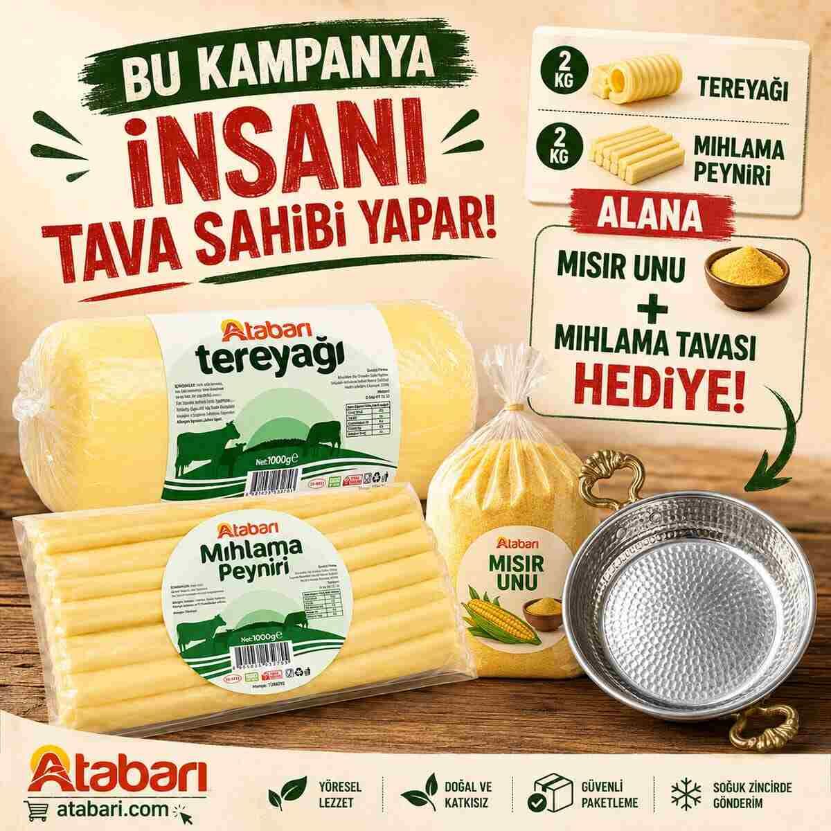Atabarı Atabarı Muhlama Paketi – Tava ve Mısır Unu Hediye