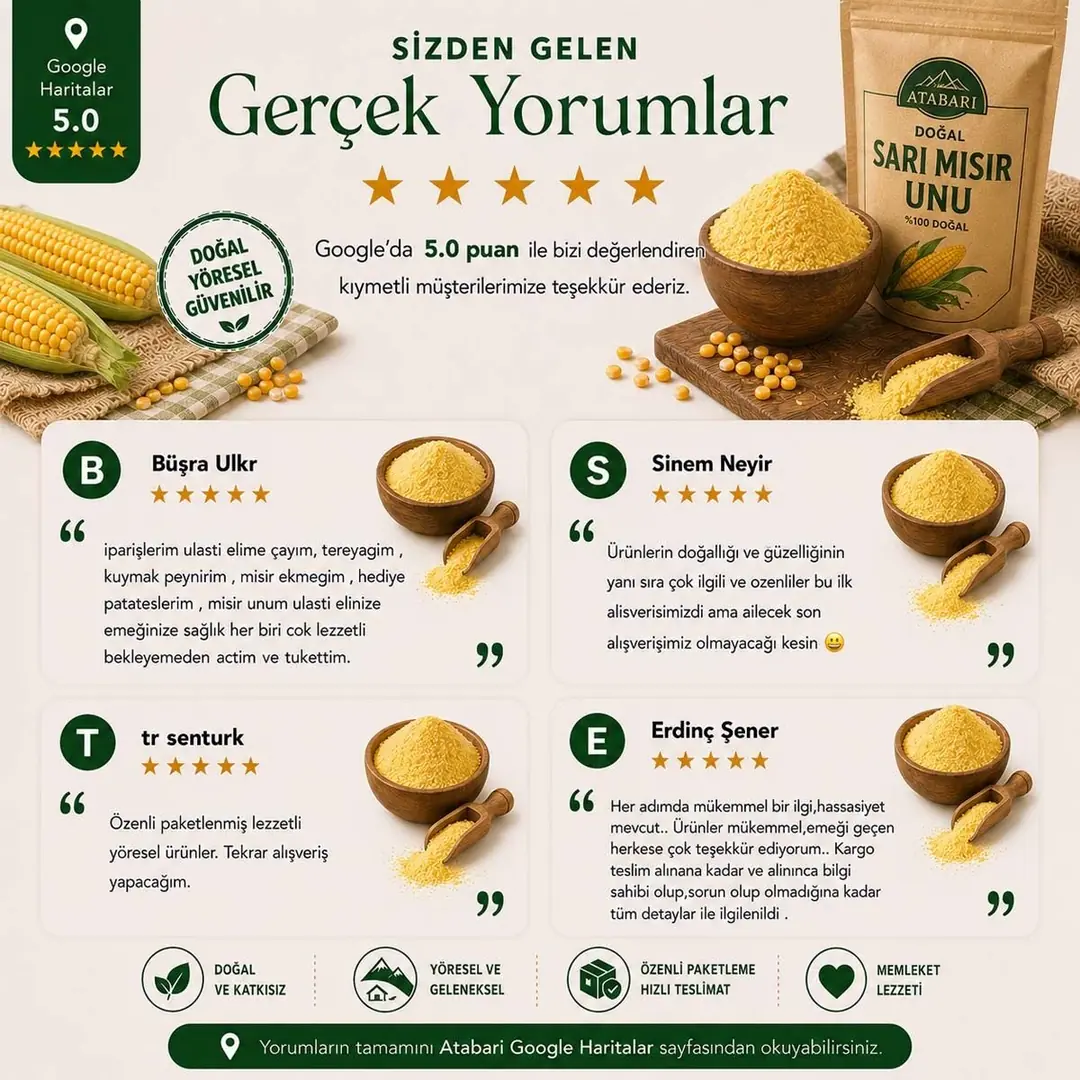 Artvin Sarı Mısır Unu - Doğal Taş Değirmen Lezzeti (1 Kg)