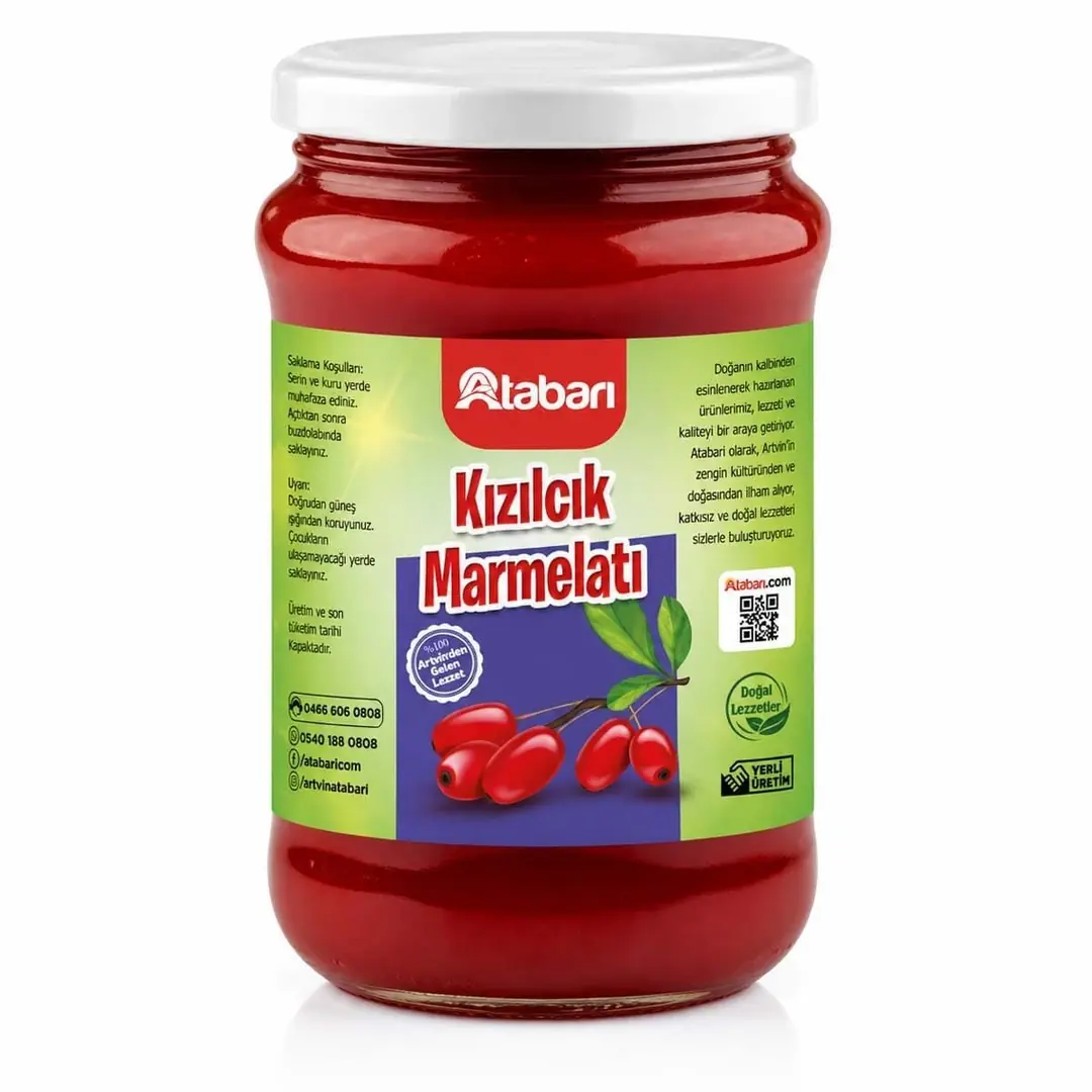 Atabarı Kızılcık Marmelatı | Katkısız, Gerçek Meyve Aroması (850 Gr)