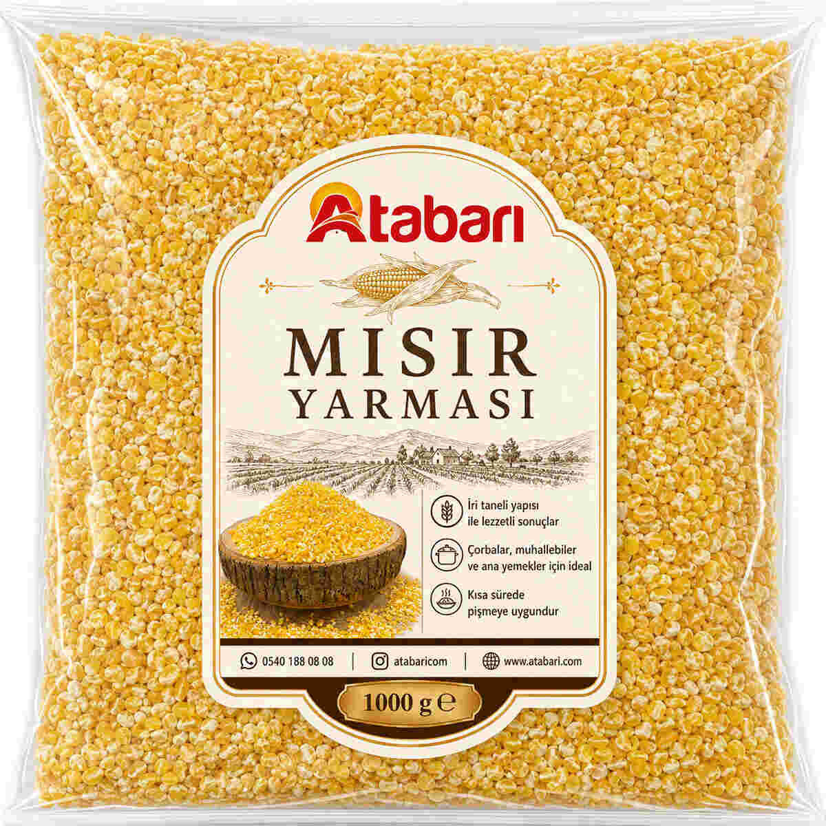 Atabarı Artvin Mısır Yarması | Doğal Taş Değirmen Lezzeti (1 Kg)