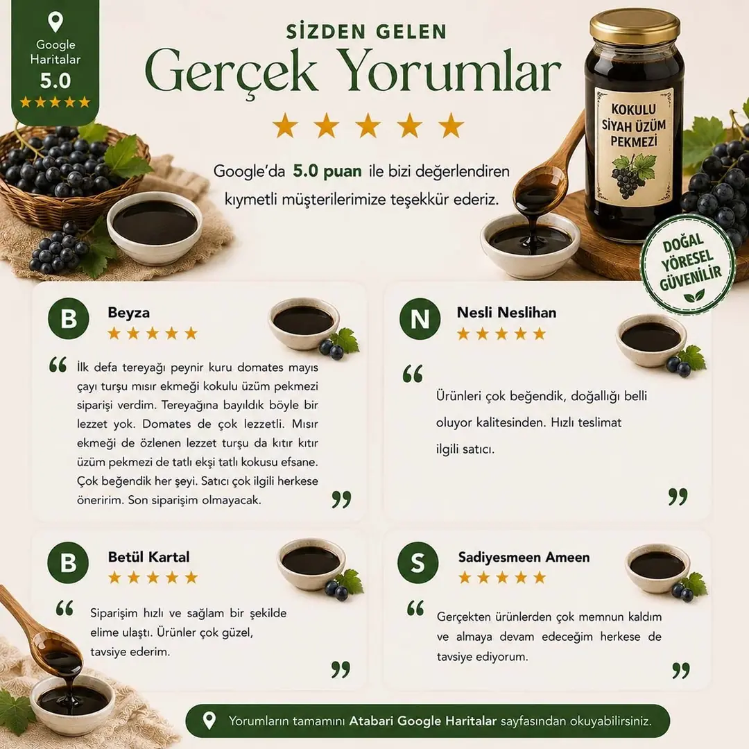Kokulu Siyah Üzüm Pekmezi | Doğal Enerji Kaynağı (850 Gr)